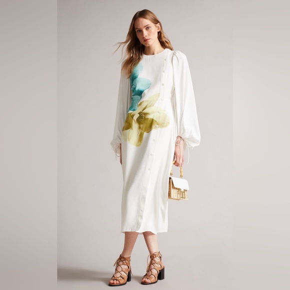 BNWT Ted Baker London Jordis Button Through Midi Dress, Brand Size 2 - Picture 1 of 11